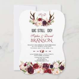 Burgundy Marsala Floral Antlers WE DOEN NOG STEEDS Kaart