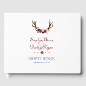 Burgundy Marsala Floral Antlers Weddenschap Gastenboek (Voorkant)