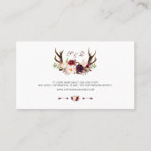 Burgundy Marsala Floral Antlers Weddenschap Websit Visitekaartje (Voorkant)