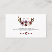 Burgundy Marsala Floral Antlers Weddenschap Websit Visitekaartje (Voorkant)