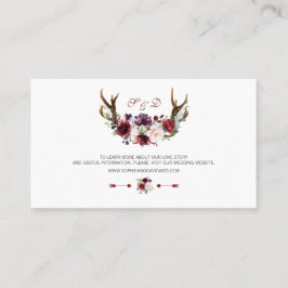 Burgundy Marsala Floral Antlers Weddenschap Websit Visitekaartje
