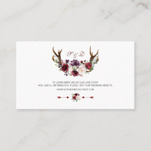 Burgundy Marsala Floral Antlers Weddenschap Websit Visitekaartje