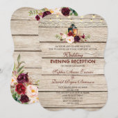 Burgundy Marsala Floral Antlers Woensdag Kaart (Voorkant / Achterkant)