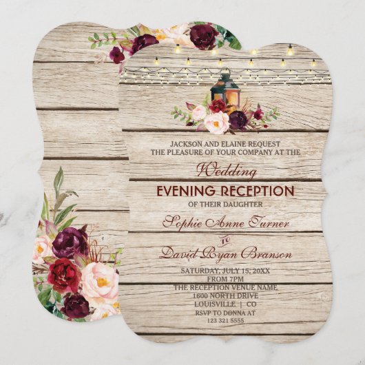 Burgundy Marsala Floral Antlers Woensdag Kaart (Voorkant / Achterkant)