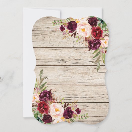 Burgundy Marsala Floral Antlers Woensdag Kaart (Achterkant)