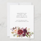 Burgundy Marsala Floral Baby shower Kaart (Achterkant)