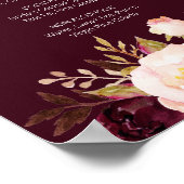 Burgundy Marsala Floral Bar Sign Poster (Hoek)