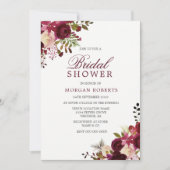 Burgundy Marsala Floral Bridal Shower Kaart (Voorkant)