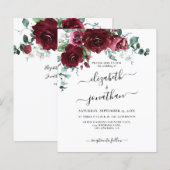 Burgundy Marsala Floral Budget Weddenschap (Voorkant / Achterkant)