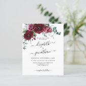 Burgundy Marsala Floral Budget Weddenschap (Staand voorkant)