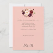 Burgundy Marsala Floral Change the Date - Roze 2 Kaart (Achterkant)