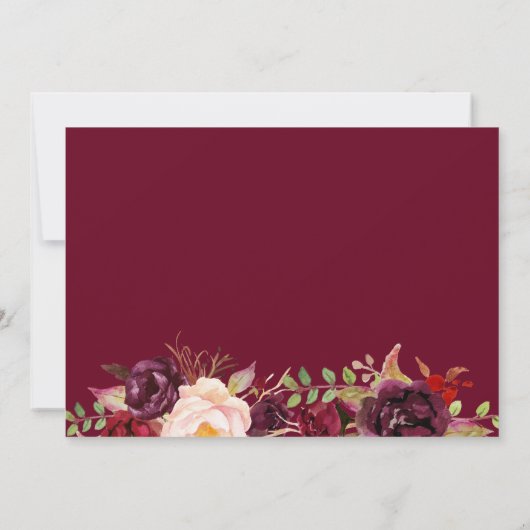 Burgundy Marsala Floral Chic Wedding Save the Date (Achterkant)