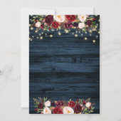 Burgundy Marsala Floral en Navy Blue Wedding Invi Kaart (Achterkant)
