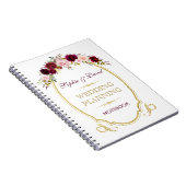 Burgundy Marsala Floral Fall Wedding Planner Notitieboek (Rechterzijde)