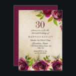 Burgundy Marsala Floral Gold 30th Birthday Invite Kaart<br><div class="desc">Burgundy Marsala Floral Gold 30th Birthday Invite See matching collectie in niche and nest store Beauful elegant burgundy bloemen. Handbeschilderde waterverf perfect voor uw vrijgezellenfeest</div>