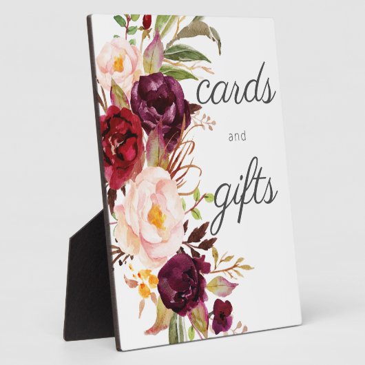 Burgundy Marsala Floral Guestbook Sign White Fotoplaat (Zijkant)