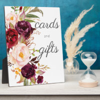 Burgundy Marsala Floral Guestbook Sign White