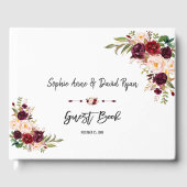 Burgundy Marsala Floral Handschrift Guest Book Gastenboek (Voorkant)