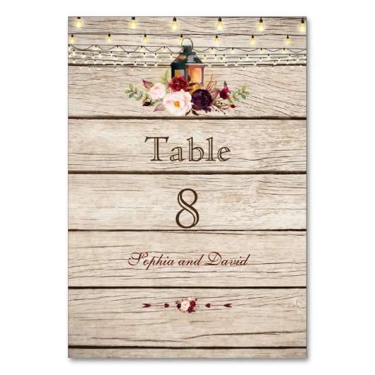 Burgundy Marsala Floral Lantaarn Kaart (Voorkant)