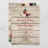 Burgundy Marsala Floral Lantern Brunch & Bubble Kaart (Voorkant / Achterkant)