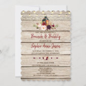 Burgundy Marsala Floral Lantern Brunch & Bubble Kaart (Voorkant)