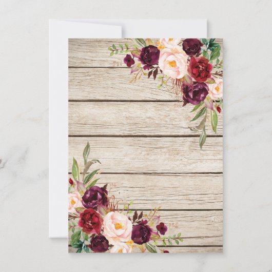 Burgundy Marsala Floral Lantern Engagement Party Kaart (Achterkant)