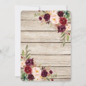 Burgundy Marsala Floral Lantern Wedding Invite Kaart (Achterkant)