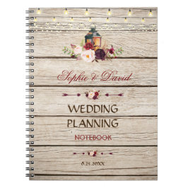 Burgundy Marsala Floral Lantern Wedding Planner Notitieboek