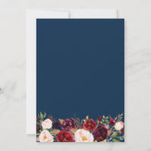 Burgundy Marsala Floral Navy Blue Gold Geometric Save The Date (Achterkant)