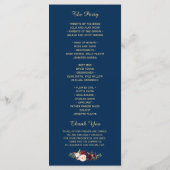 Burgundy Marsala Floral Navy Blue Wedding Program Programmakaart (Achterkant)