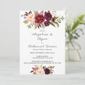 Burgundy Marsala Floral Rehearsal Dinner White Kaart (Staand voorkant)