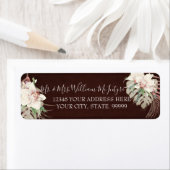 Burgundy Marsala Floral Tropical Foliage Wedding Etiket (Insitu)