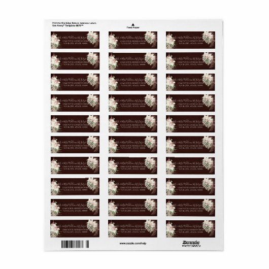 Burgundy Marsala Floral Tropical Foliage Wedding Etiket (Full Sheet)