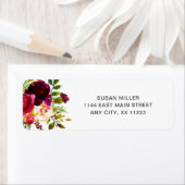 Burgundy Marsala Floral trouwadres Etiket (Insitu)