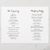 Burgundy Marsala Floral vouded Wedding Programme (Achterkant)