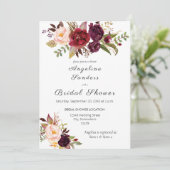 Burgundy Marsala Floral Vrijgezellenfeest Kaart (Staand voorkant)