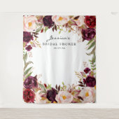 Burgundy Marsala Floral Vrijgezellenfeest Wandkleed (Voorkant)