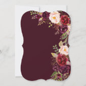 Burgundy Marsala Floral Wedding 2 White Kaart (Achterkant)