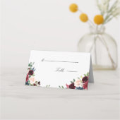 Burgundy Marsala Floral Wedding Place Card Plaatskaartje (Voorkant)