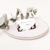 Burgundy Marsala Floral Wedding Place Card Plaatskaartje