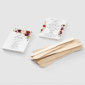 Burgundy Marsala Floral Wedding Program White V2 Handwaaier (Niet-gemonteerd)