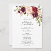 Burgundy Marsala Floral Wedding Program White V2 Kaart (Voorkant)
