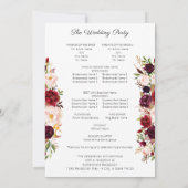 Burgundy Marsala Floral Wedding Program White V2 Kaart (Achterkant)