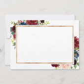 Burgundy Marsala Floral Wedding Reserved Sign Kaart (Achterkant)