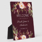 Burgundy Marsala Floral Welcome Sign Fotoplaat (Zijkant)