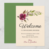 Burgundy Marsala Floral | Welkom bruiloft (Voorkant / Achterkant)