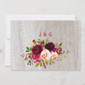 Burgundy Marsala Floral Wood Save the Date Photo (Achterkant)