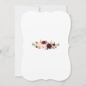 Burgundy Marsala Flowers Gold Lijst Weddenschap Kaart (Achterkant)