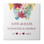 Burgundy Marsala Gold Floral Botanical Wedding Tegeltje (Voorkant)