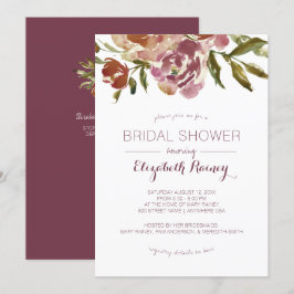 Burgundy Marsala Herfst Floral Vrijgezellenfeest Kaart